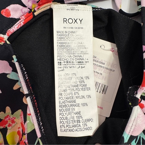ROXY One Piece Swimsuit Size S Floral Cutout Halter NWT - Picture 5 of 8